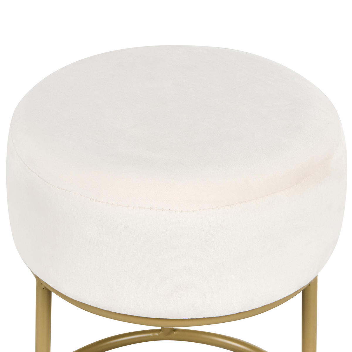 HOCKER Samtstoff Cremeweiß Delco - Weiß, Textil (35/40/35cm) - Beliani