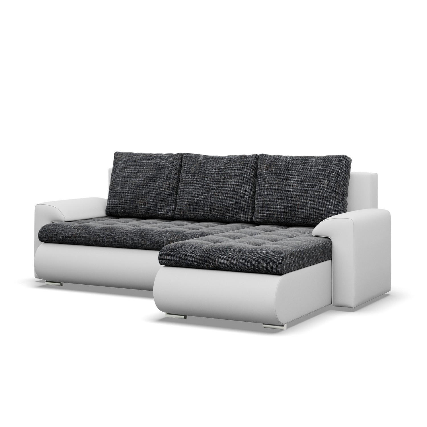 ECKSOFA RECHTS MIT SCHLAFFUNKTION FORESTA, Schwarz + Grau - Schwarz/Grau, Textil (230/159cm) - Mebligo