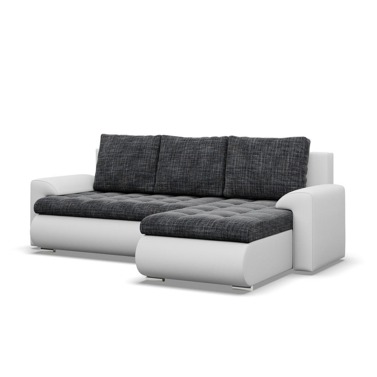 ECKSOFA RECHTS MIT SCHLAFFUNKTION FORESTA, Schwarz + Grau - Schwarz/Grau, Textil (230/159cm) - Mebligo