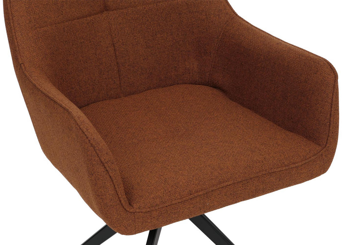 2ER-SET Esszimmerstuhl | HxBxT 80x53x59cm | Sitzhöhe 41cm | Stoff/Textil (270g/m²) | Terrakotta | Küchenstuhl Armlehne - Orange, Textil (53/80/59cm) - CHEFGASTRO