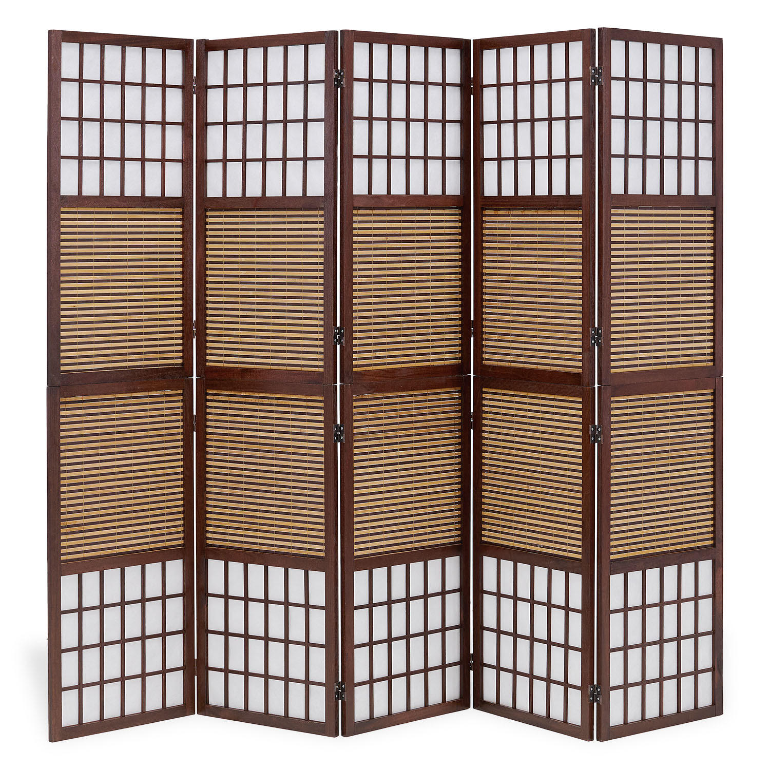 PARAVENT 5-tlg. 220/175 cm Braun Bambuslamellen - Braun, Holz (220/175/2cm) - Homestyle4u