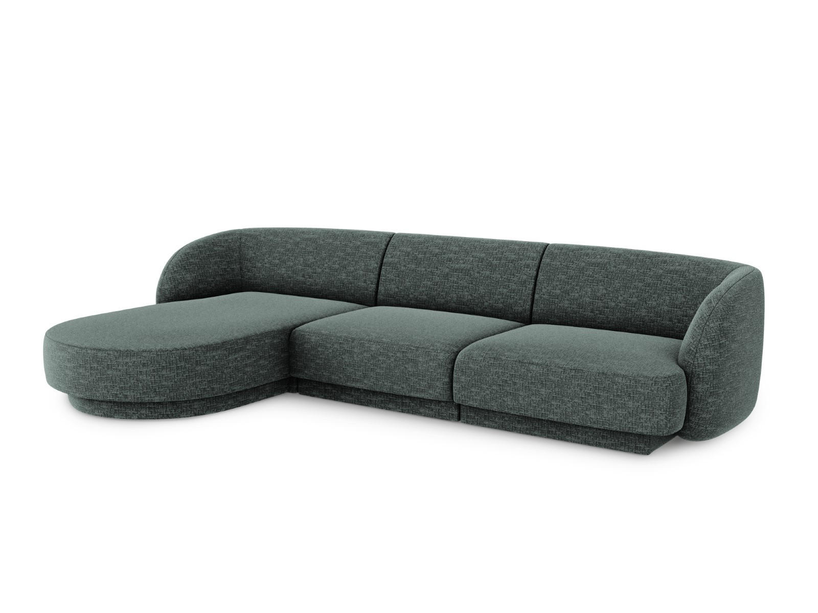 ECKSOFA links Miley aus Chenille-Stoff petrol 4 Sitzplätze - Petrol, Textil (156/255cm) - Micadoni