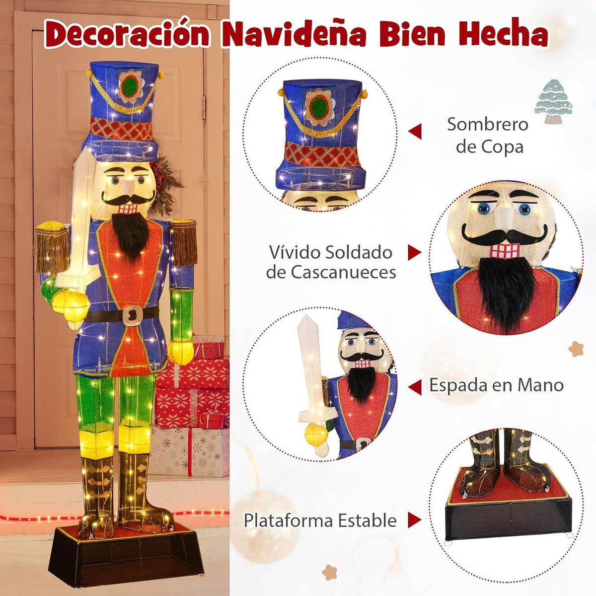 WEIHNACHTSFIGUR 184cm Multicolor - Multicolor, Metall (50/16/34cm) - COSTWAY