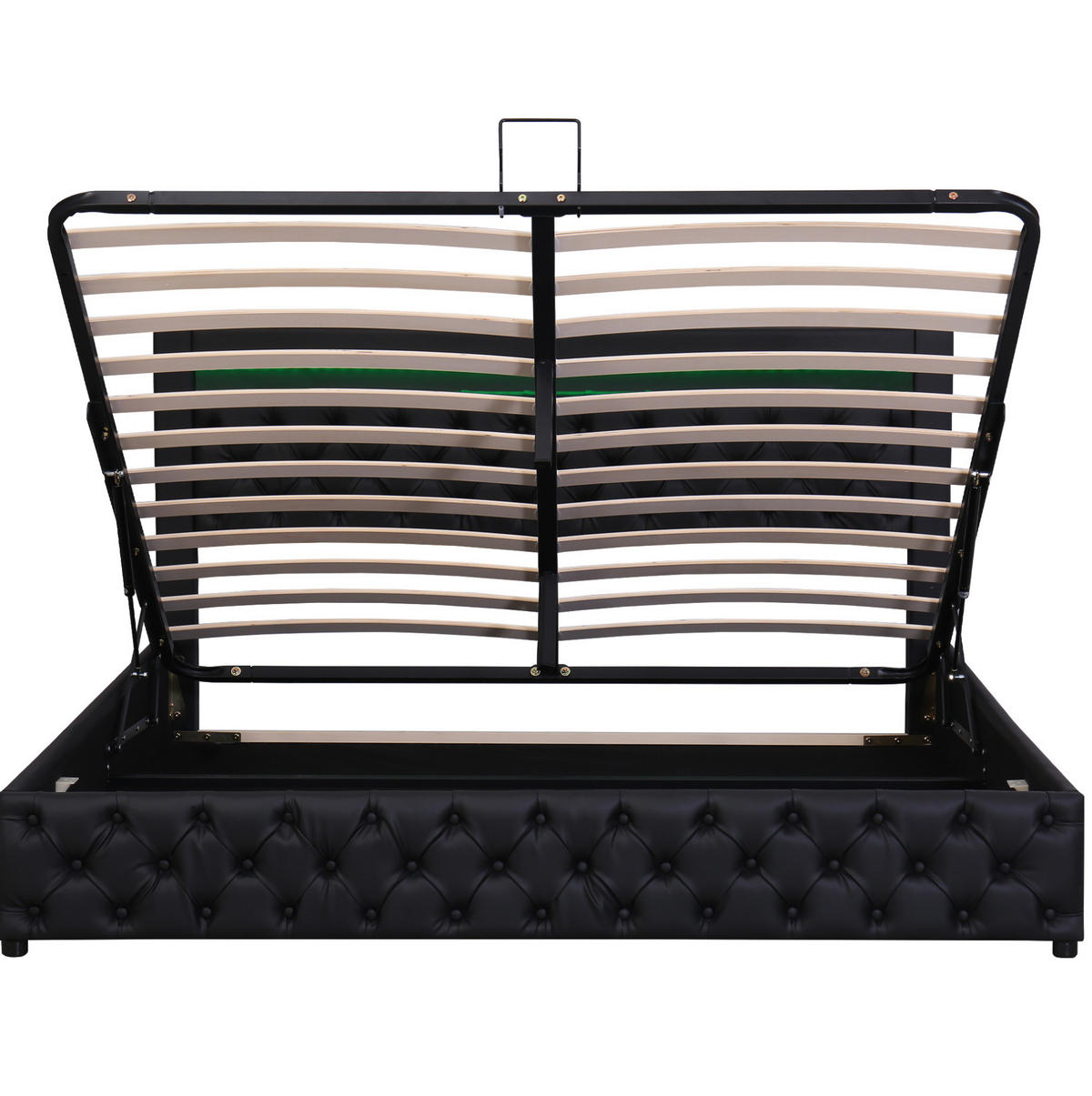 POLSTERBETT aus PU 140x200 cm Schwarz mit Bettkasten, Lattenrost und LED-Beleuchtung - Schwarz, Leder (140/200cm) - IVMEU