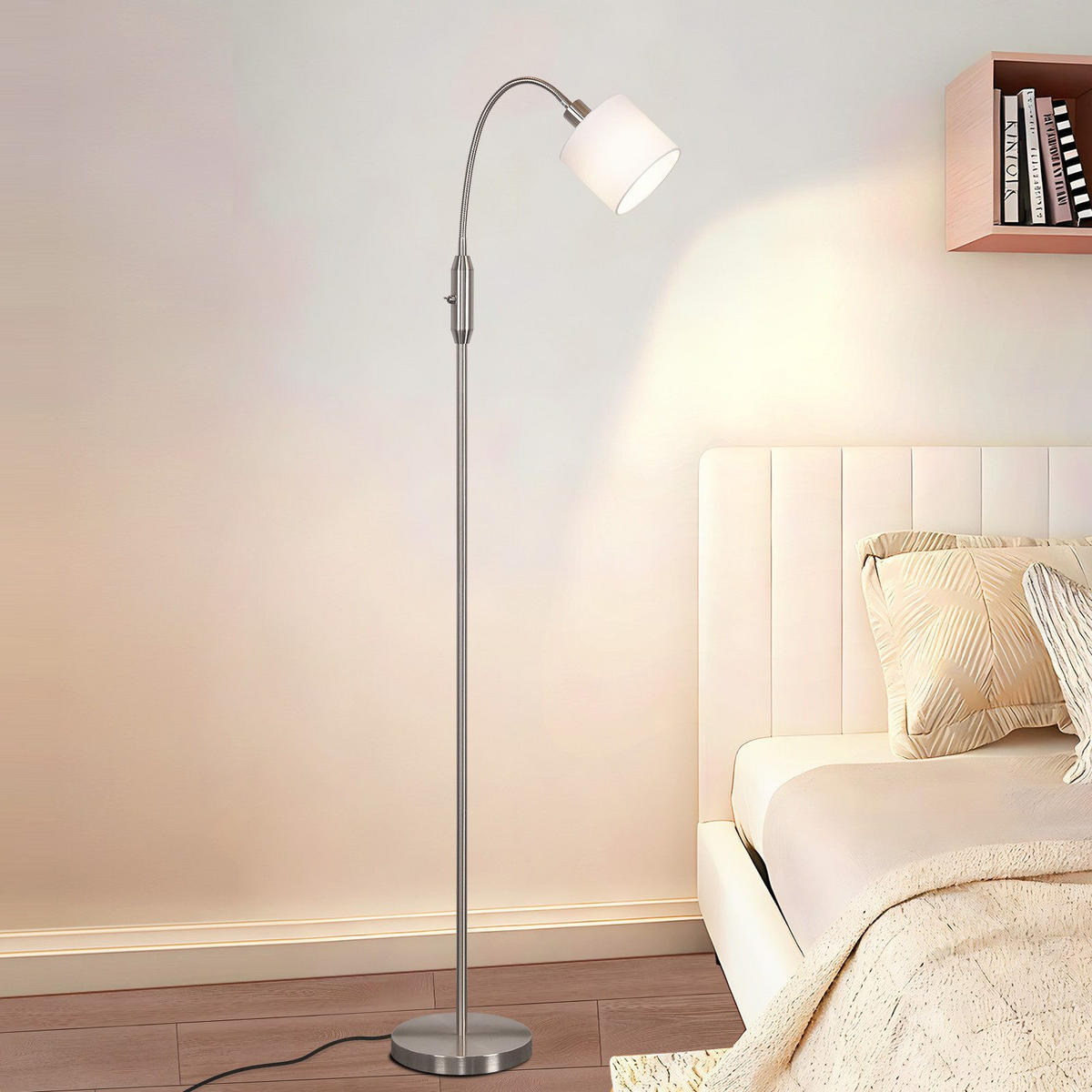 STEHLAMPE Seraphina 12/12/163 cm - Silberfarben, Textil/Metall (12/12/163cm) - ZMH