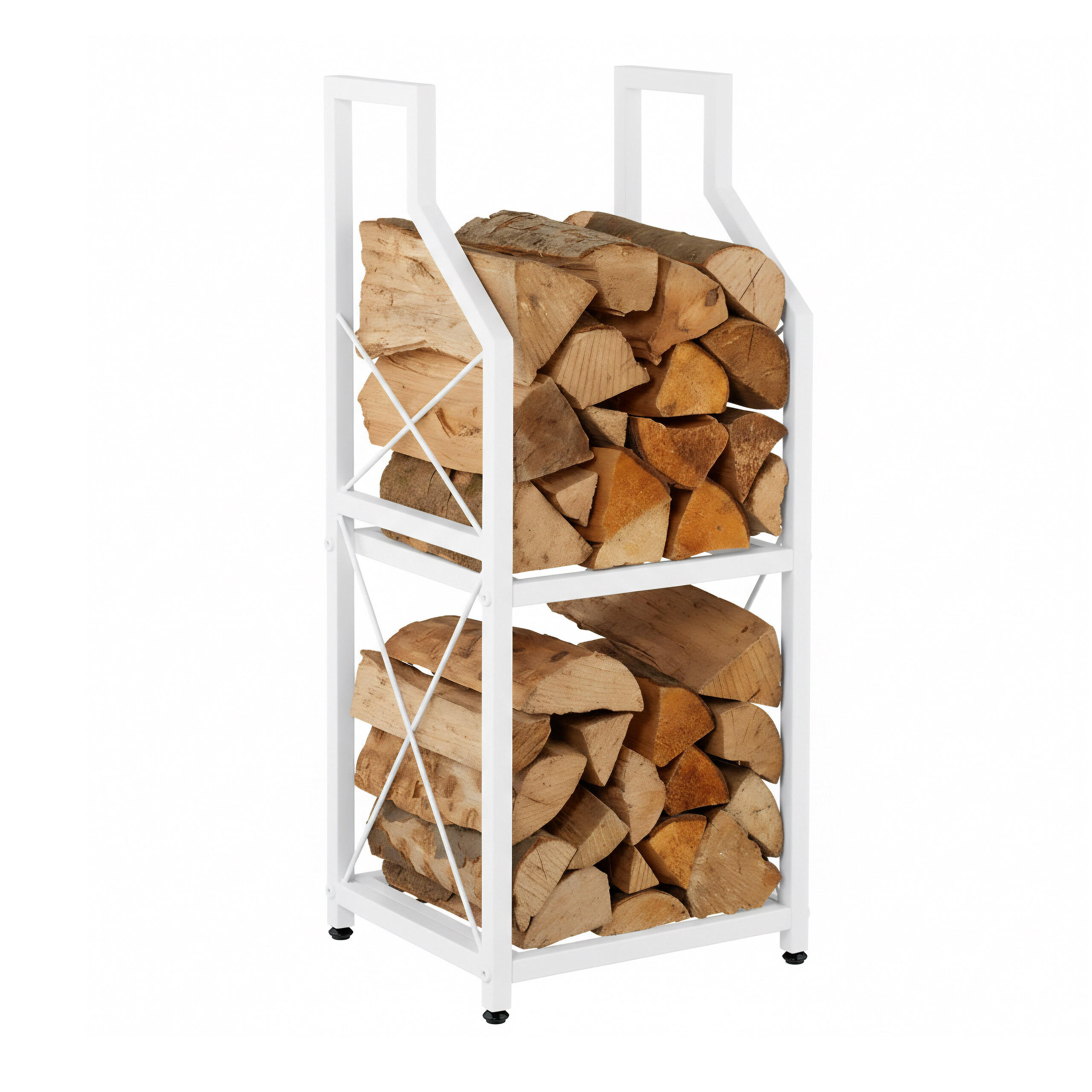 SUPORT PENTRU LEMNE Alb fier 2 niveluri 81,5 cm