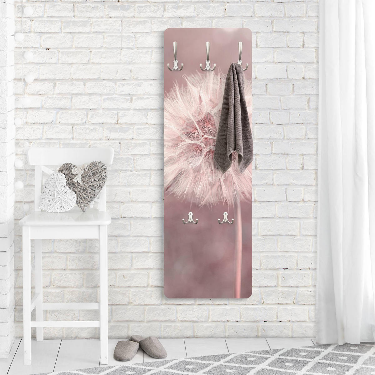 WANDGARDEROBE - Pusteblume Bokeh rosa 34/105 cm - Rosa, Holzwerkstoff (34/105/1.6cm) - Bilderwelten
