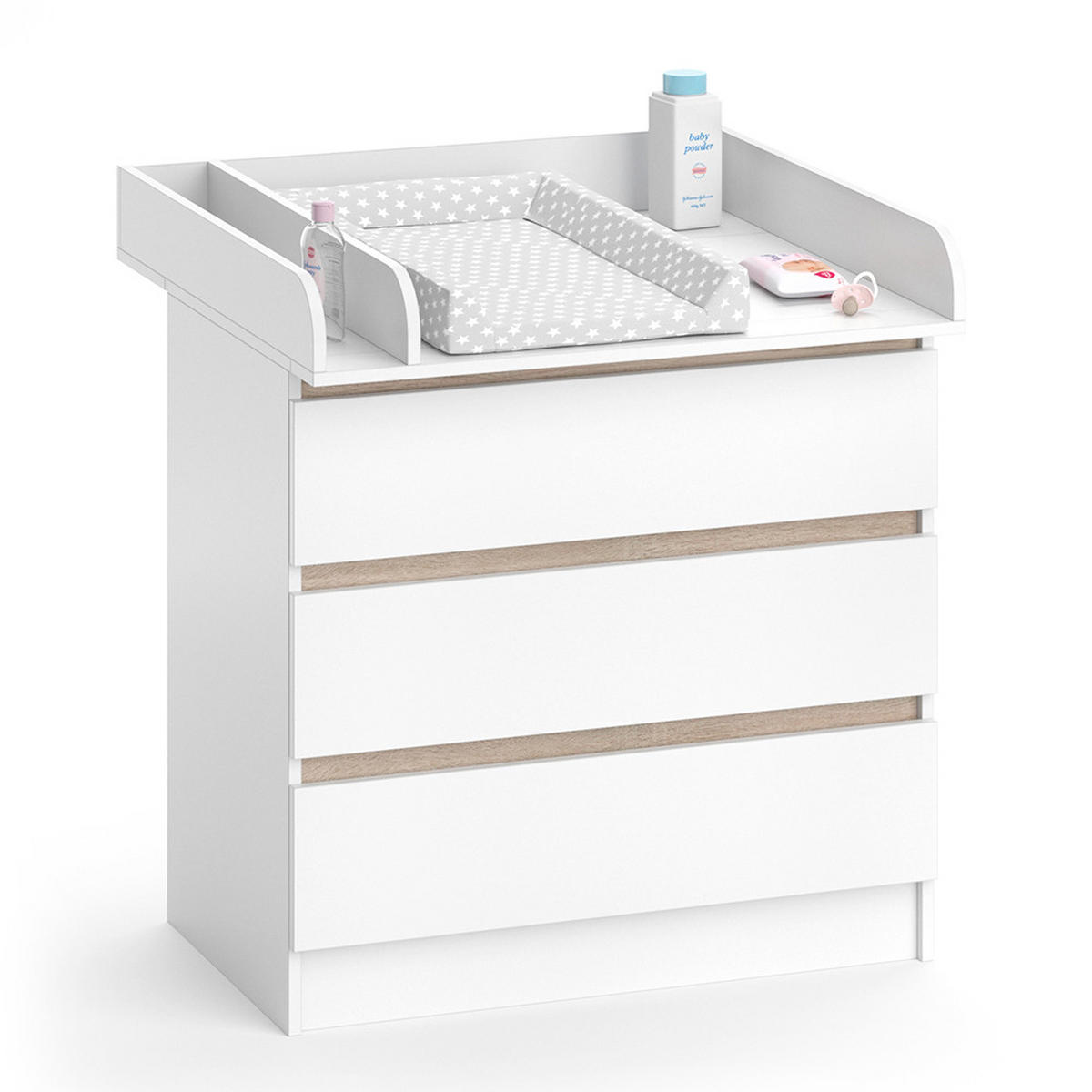 WICKELKOMMODE Emma Weiß 80 x 78 cm - Weiß, Holzwerkstoff (80/87/76cm) - Vicco