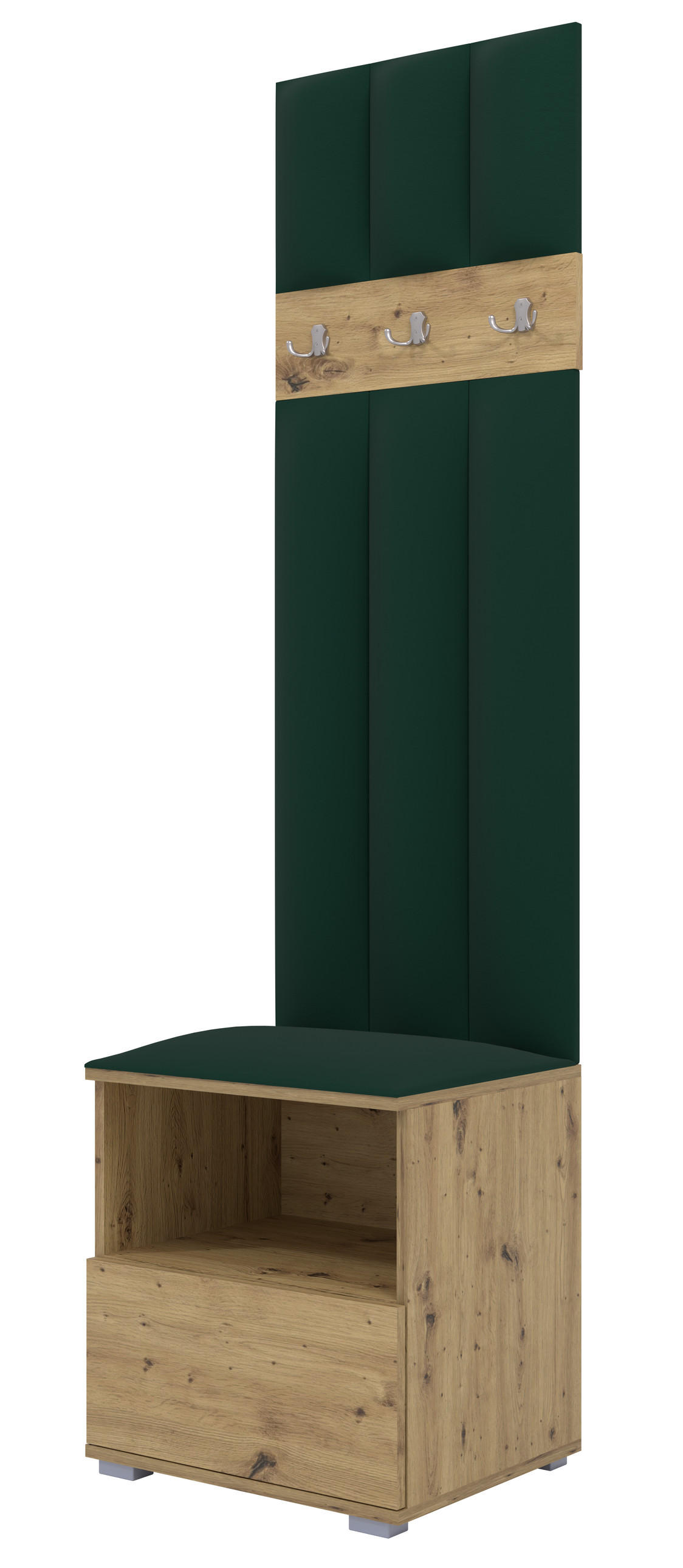 Ravio Gepolstert Eiche Artisan, Dunkelgrün 50x187x40 cm