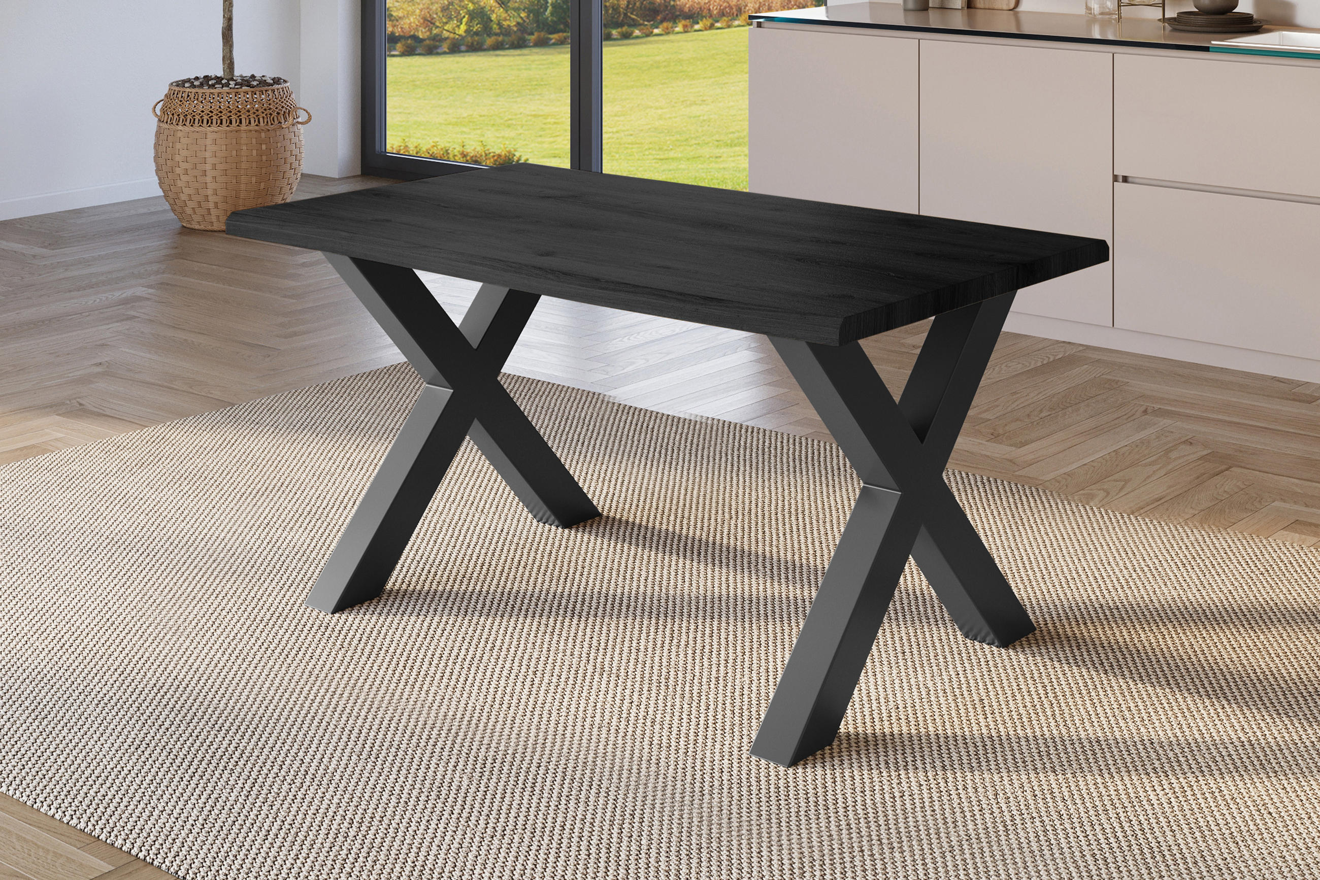 SAM Esstisch Dunkelgrau, Schwarz 120x77x80 cm