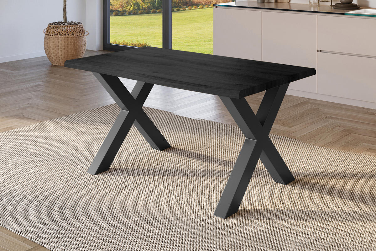 ESSTISCH JULIUS X - Dunkelgrau/Schwarz, Holz (80/120/77cm) - SAM