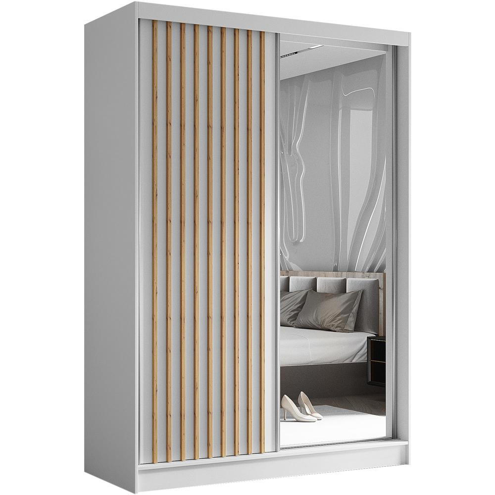Beautysofa SKŘÍŇ s posuvnými dveřmi Helix 150/216/61 bílá + dub Artisan