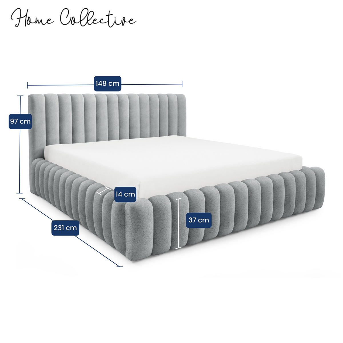 POLSTERBETT mit Stauraum Bouclé 120x200 cm in Grau - Grau, Textil (120/200cm) - Home Collective