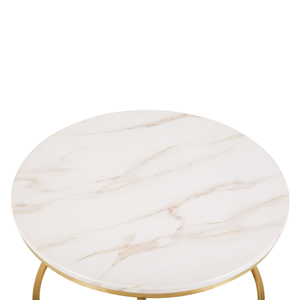 COUCHTISCH Marmor Optik beige/gold 70 cm Coral - Beige/Goldfarben, Metall (70/70/43cm) - Beliani