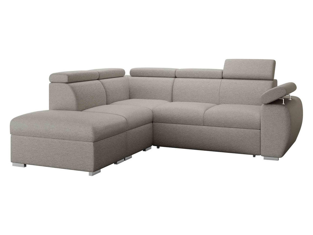 ECKSOFA Boston 2RR1P, Seite: Links PUFAP+R+1P(65)+2R - Silberfarben, Holz/Textil (260/230cm) - MIRJAN24