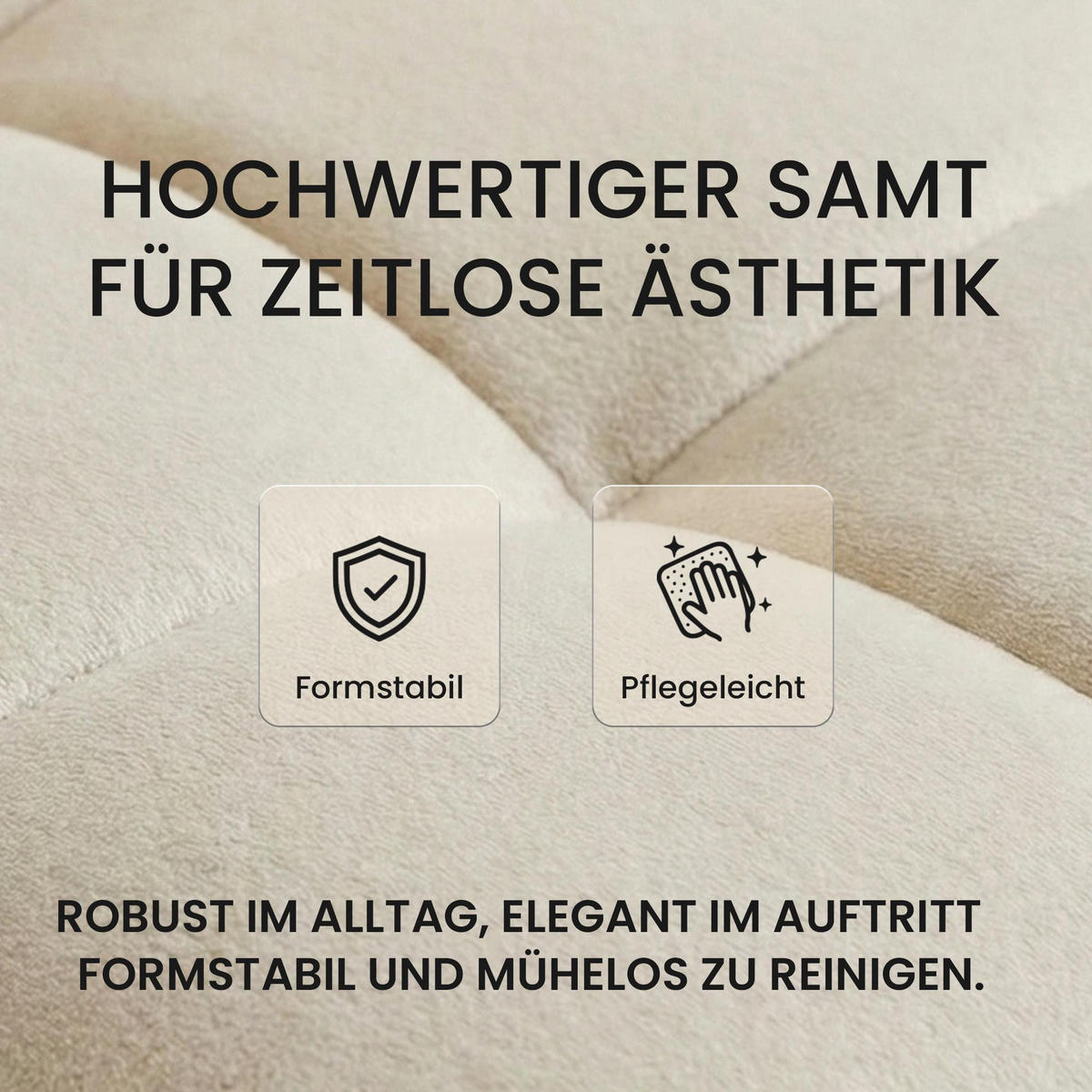 BARHOCKER Samt creme - Creme/Weiß, Textil/Metall (46/94/47cm) - CLP