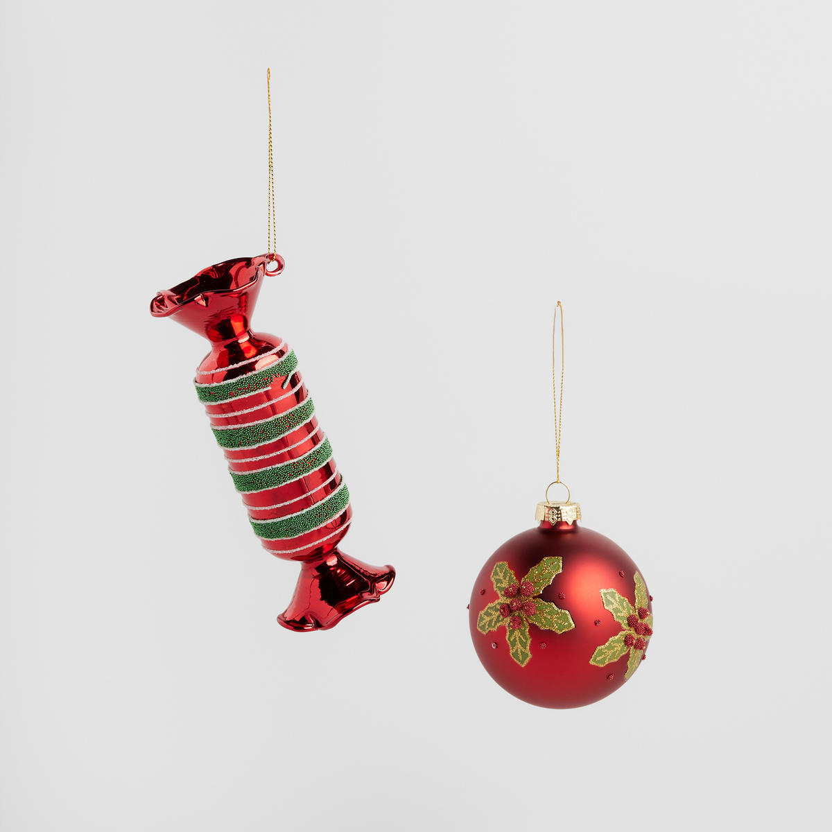WEIHNACHTSKUGEL Glas CANDOS, 5x14 cm, Süßigkeiten, Christbaumkugeln, Weihnachtsdeko Xmas, Christmas Deko - Rot, Glas (5/5/14cm) - home&you