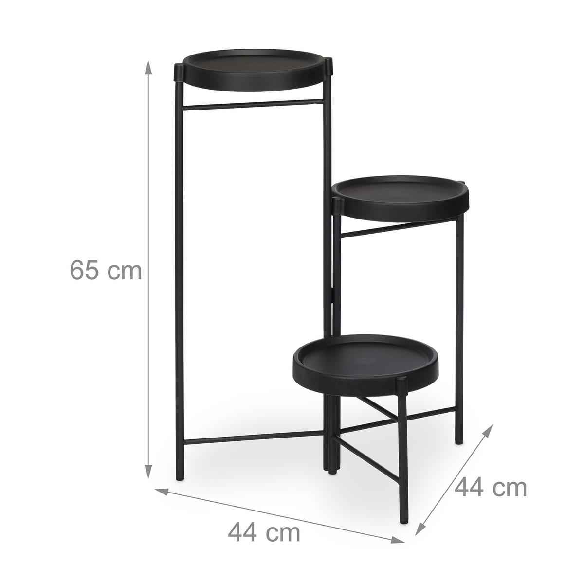 BLUMENREGAL - Schwarz, Kunststoff/Metall (44/65/44cm) - Relaxdays