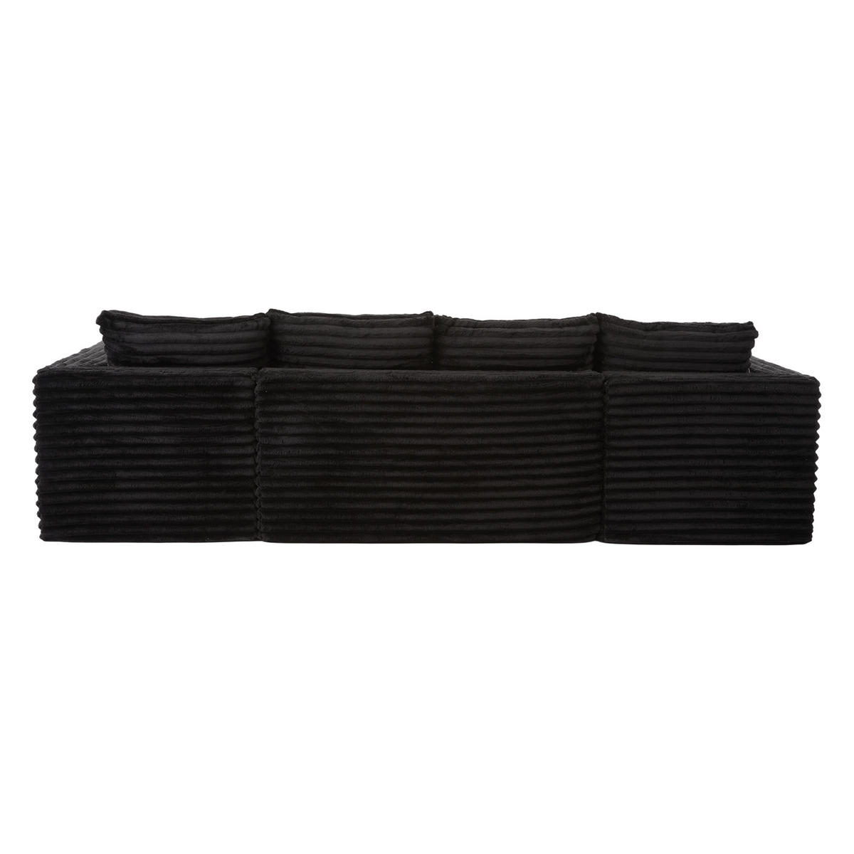 WOHNLANDSCHAFT DE-33829 U-Form mit Getränkehaltern Schwarz - Schwarz, Metall (320/88/155cm) - ComfortXL