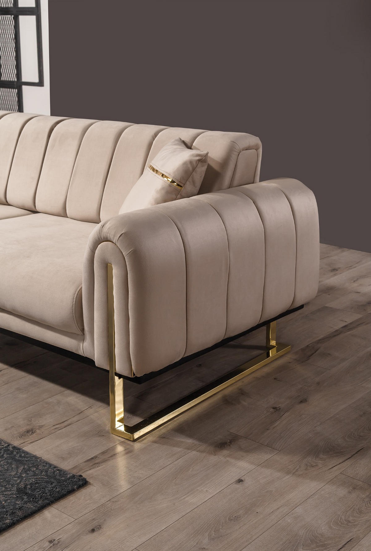 SITZGARNITUR Wave Grau Stellvariante:2+1+1 - Beige, Holz (187/78/94cm) - Villa Möbel