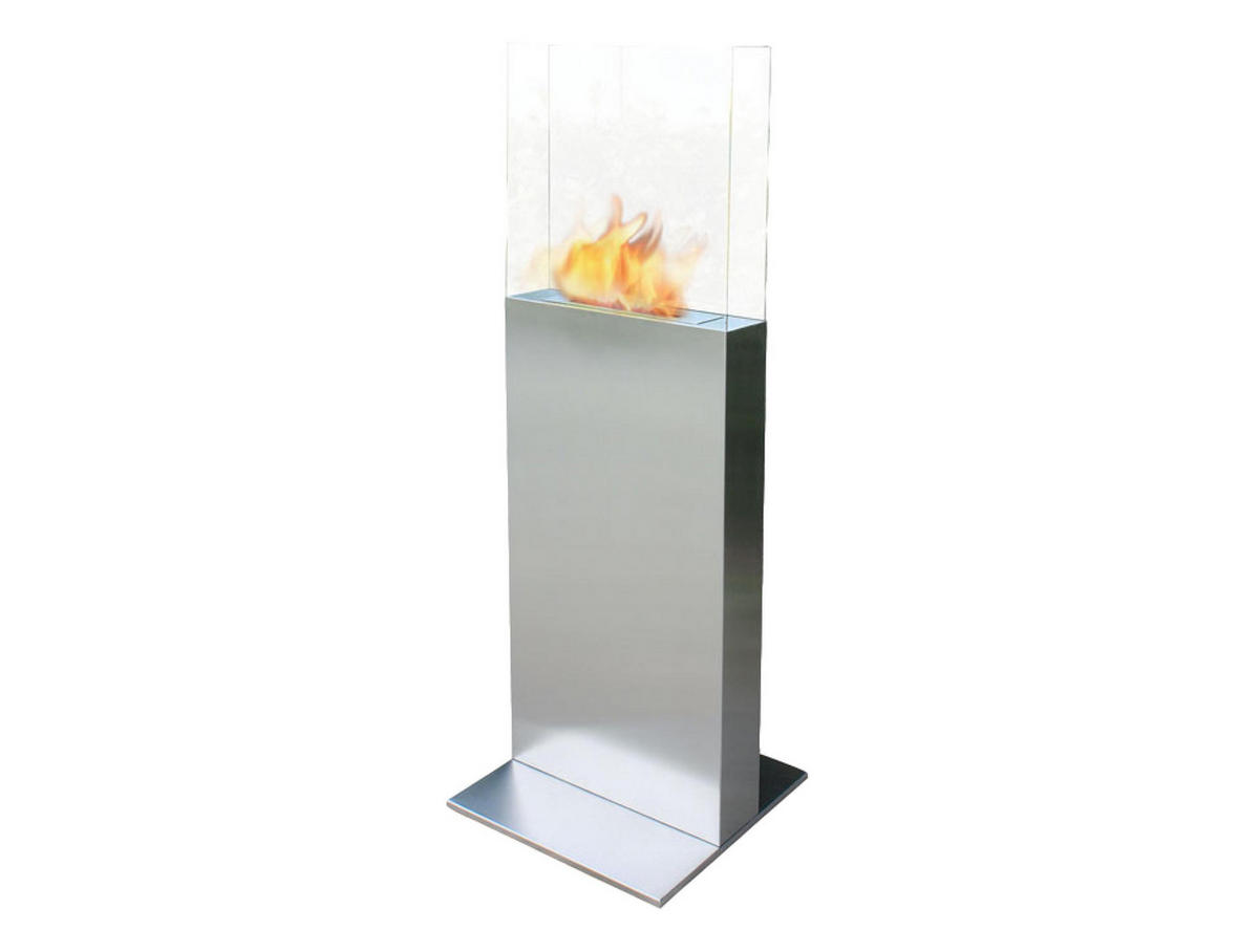 BIOETHANOL-KAMIN Silber Bodenmodell inklusive 0.8 L Brennblock - Silberfarben, Metall (45/137/50cm) - Purline