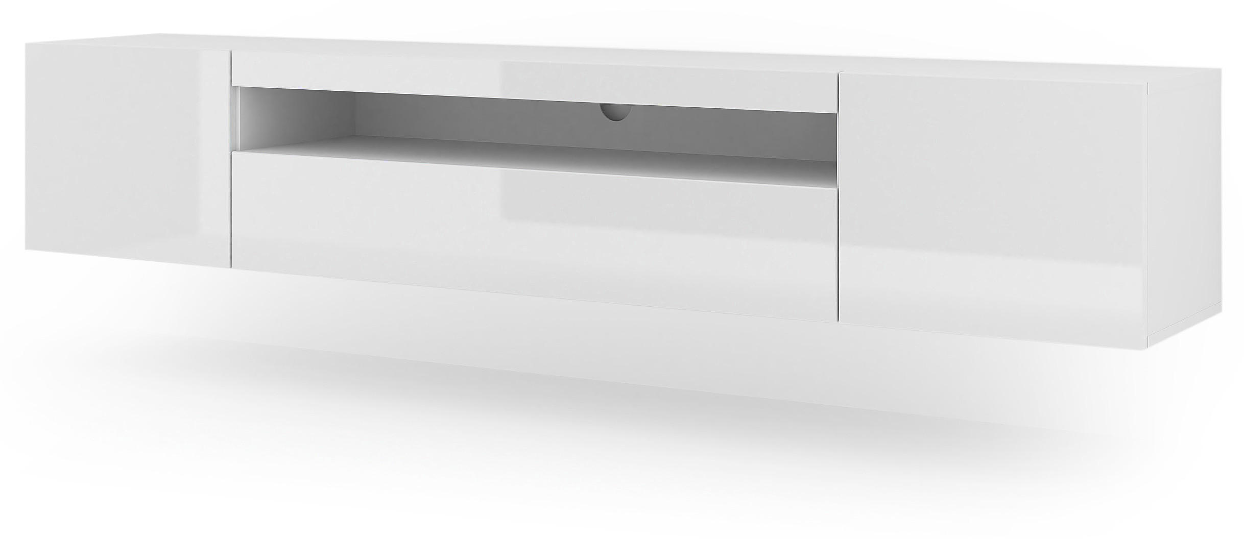 TV LOWBOARD Weiß, Weiß Hochglanz 200/42/37 - Weiß Hochglanz/Weiß, Holzwerkstoff (200/42/37cm) - RAUMHIRSCH FURNITURE