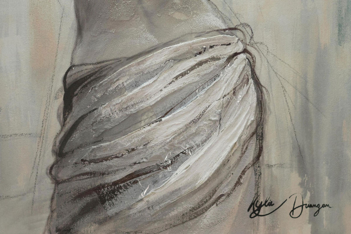 ACRYLBILD HANDGEMALT 60/80 cm - Weiß/Grau, Holz/Textil (60/80cm) - KUNSTLOFT