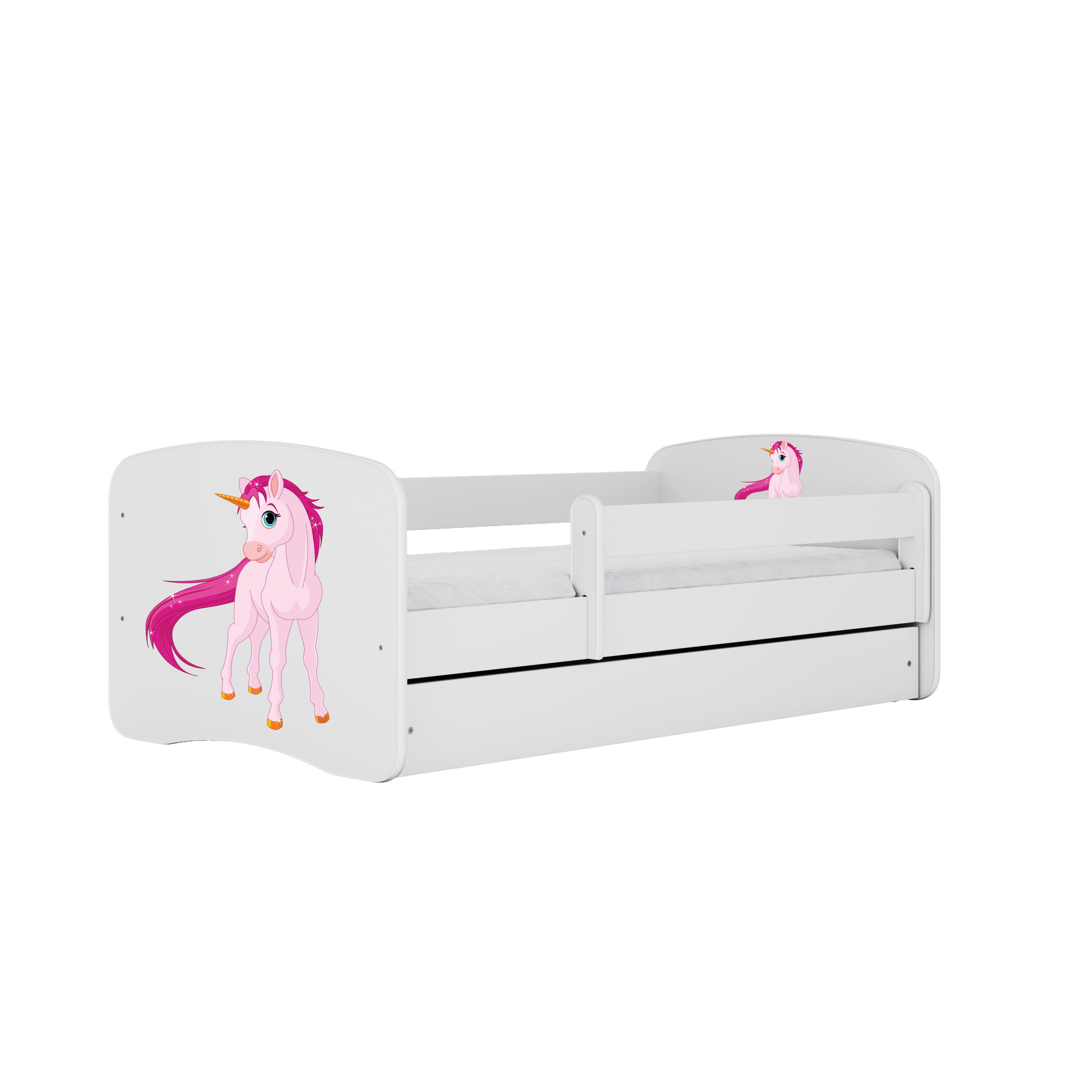 KINDERBETT Einhorn mit Schublade 160/80 90/61/164 - Weiß, Holzwerkstoff (80/160cm) - RAUMHIRSCH FURNITURE