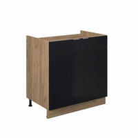 SPÜLENUNTERSCHRANK Fame-Line Schwarz gestreift 80 cm ohne Arbeitsplatte - Eichefarben/Schwarz, Holzwerkstoff (80/82/51.6cm) - Vicco