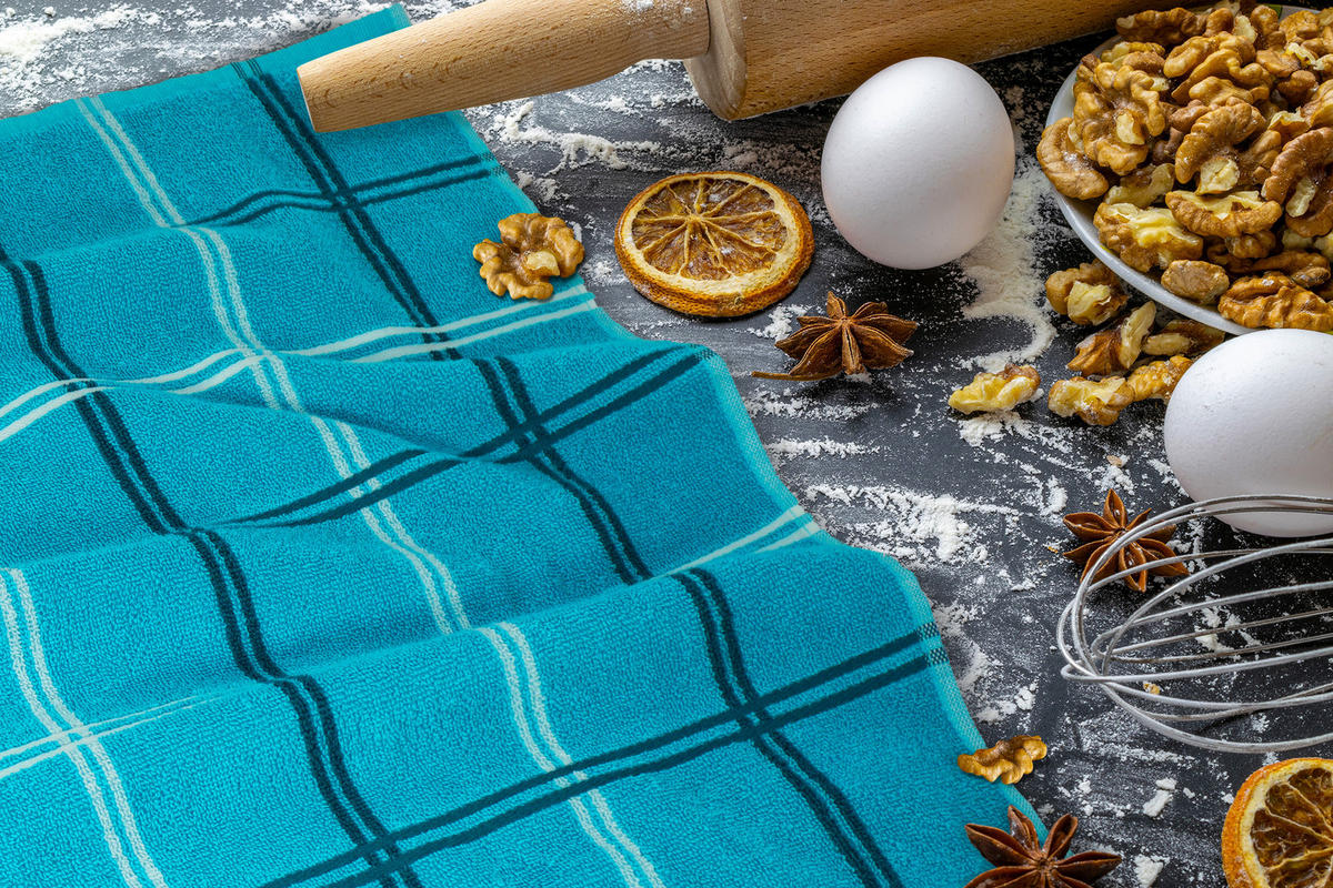 FROTTEE Küchenhandtücher 50x50 cm, 6er Set, Lyon Nautic Grün - Smaragdgrün, Textil (50/50cm) - Lashuma