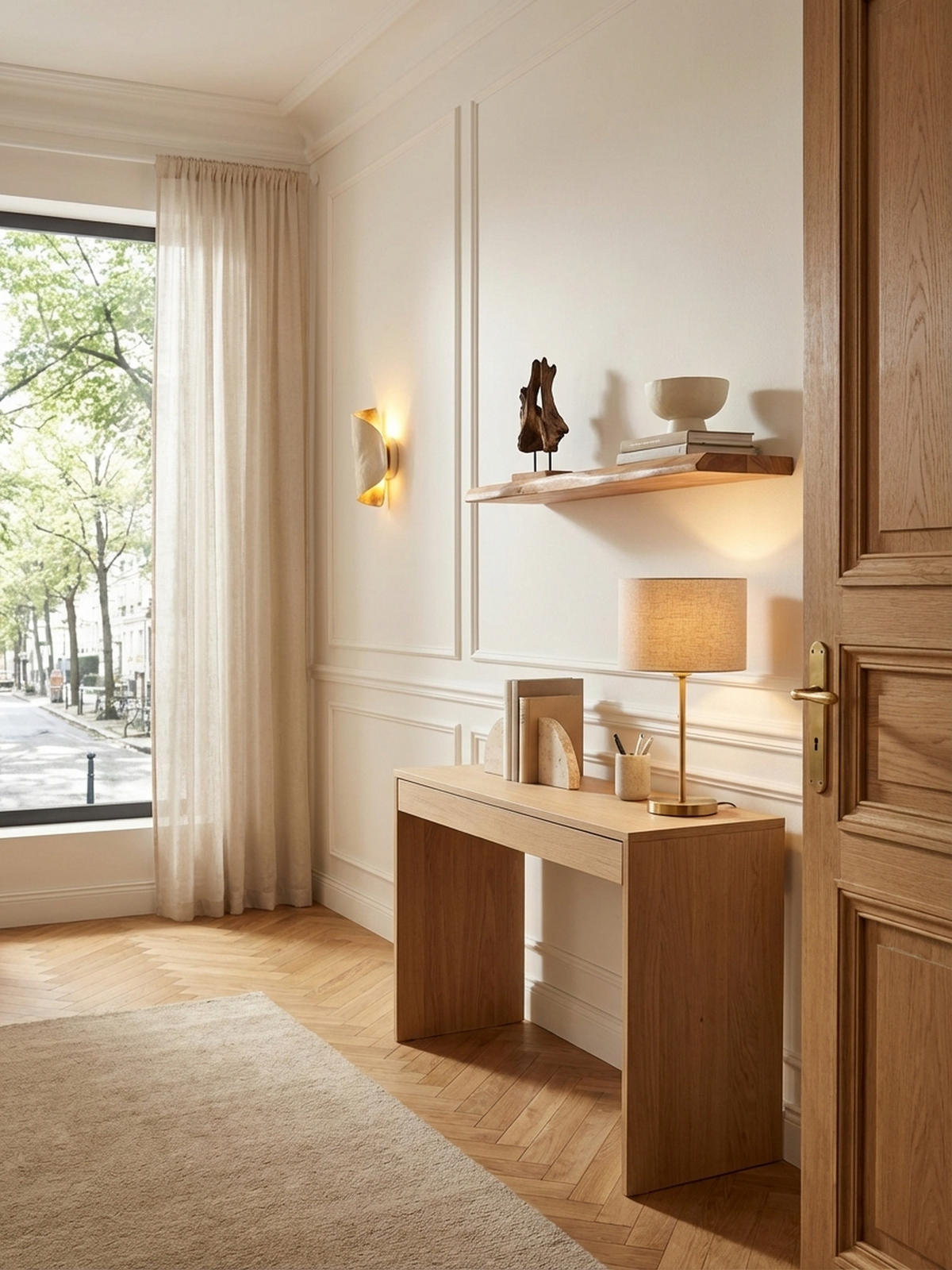 WANDREGAL Akazienholz Baumkante Rustikal, Beige 100x26x4 cm - Beige, Holz (100/4/26cm) - KADIMA DESIGN