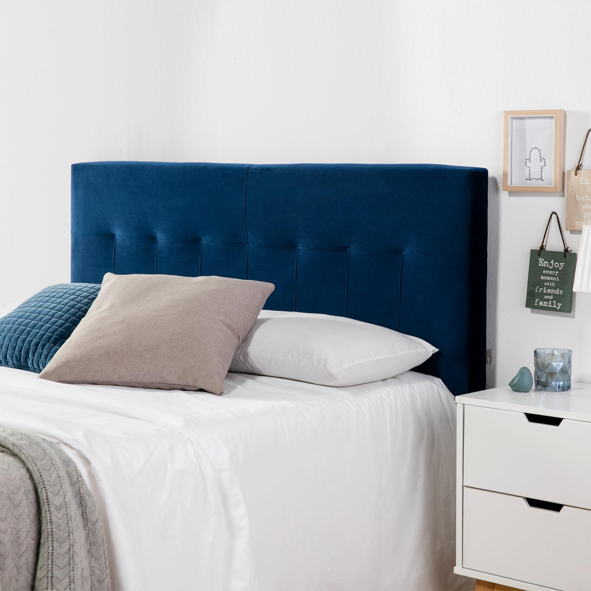 KOPFTEIL 160x100 cm Napoles Blau - Blau, Textil (8/100/160cm) - VS Venta-stock