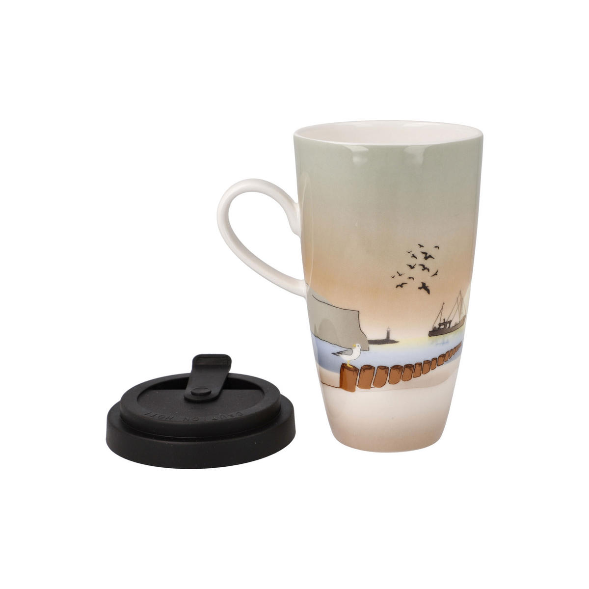 KÜNSTLERTASSE mit Deckel Sunset Mood, Scandic Home, Fine Bone China, Bunt, 15 cm - Multicolor, Keramik (0.4L) - Goebel