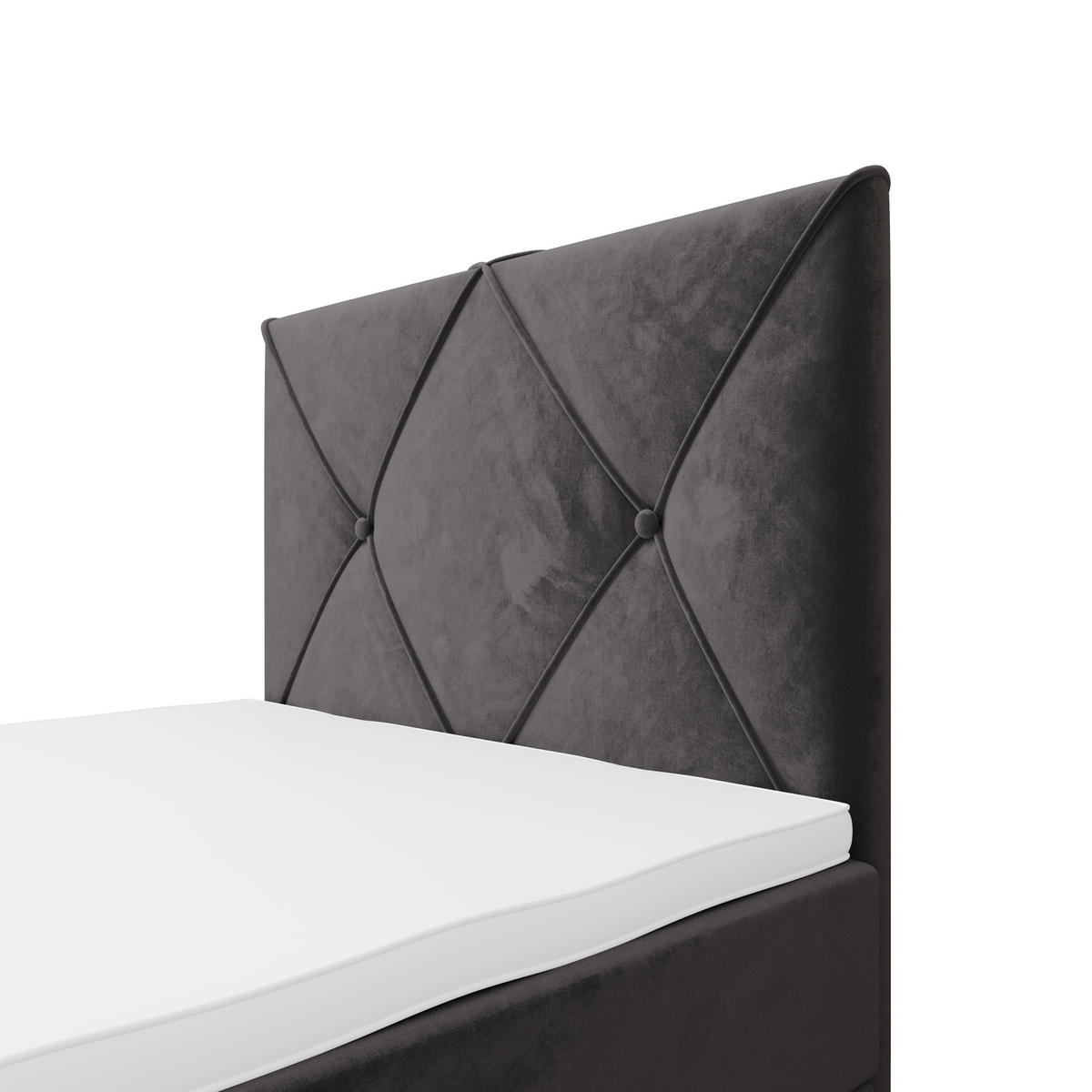 BOXBETT ALTEA 90x200 Monolith 92, mit Matratze H3, Bonell und Topper, Grau - Grau, Holz/Kunststoff (90/200cm) - Bedante