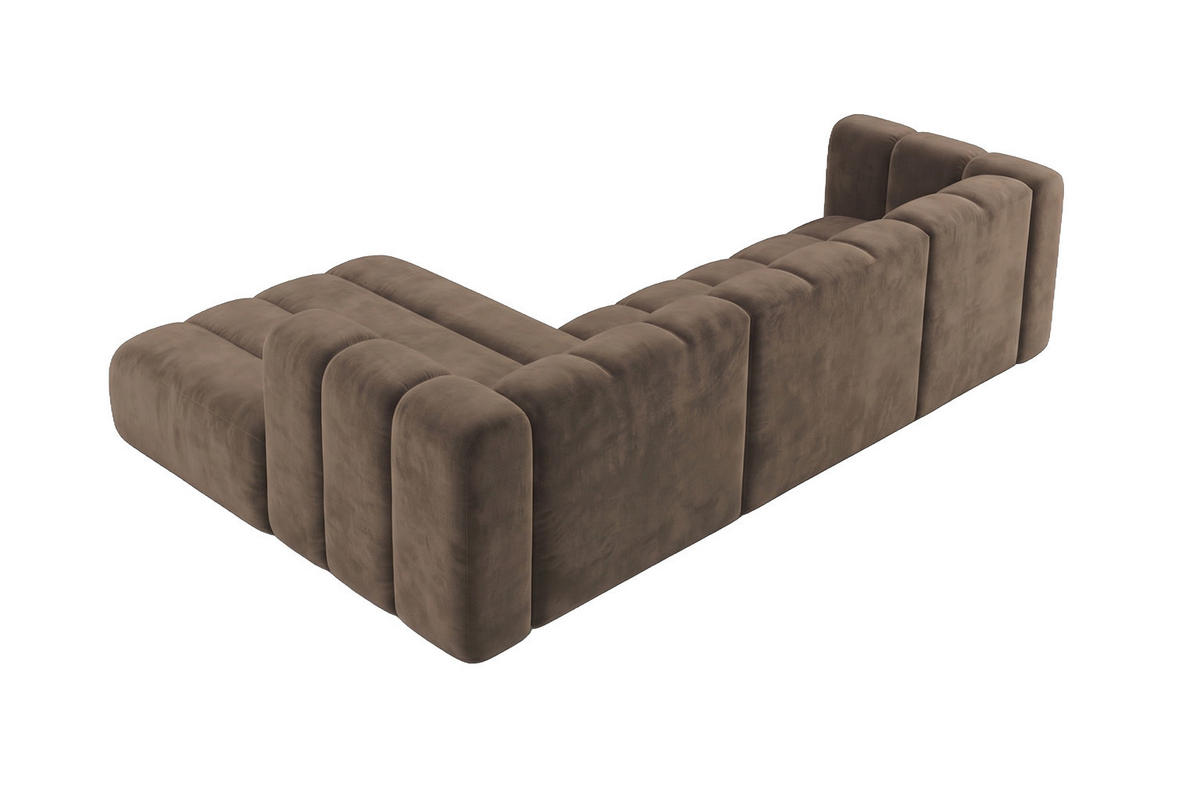 ECKSOFA Modulares In L-Form, Velvet-Stoff Riviera, Braun, Links, GRAND 287 cm - Braun, Holz (287/179cm) - Kaiser Möbel