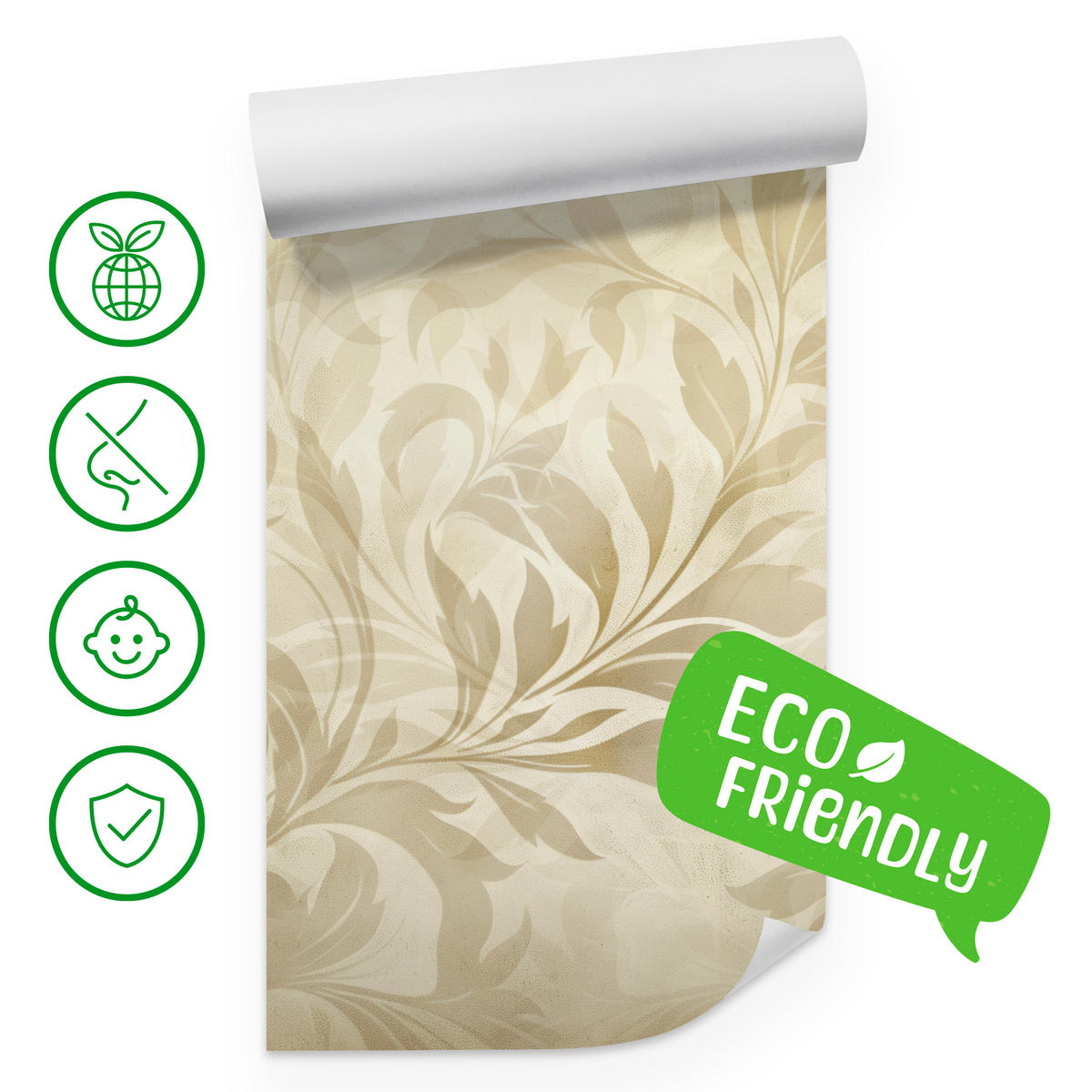 FOTOTAPETE für Schlafzimmer Blätter Pflanzen Natur Beige Vintage 300x210 - Beige/Braun, Papier (300/210cm) - Muralo