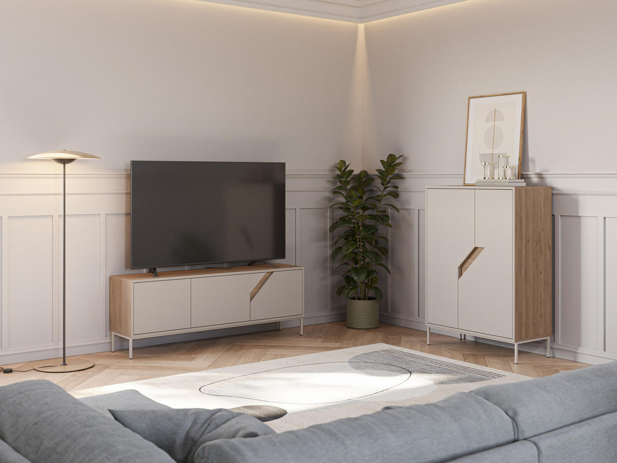 TV-STÄNDER Lilou Beige 150/35/55 cm - Beige, Holz (35/55/150cm)