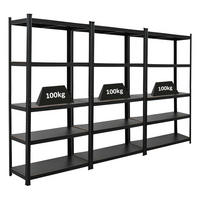 SCHWERLASTREGAL Ragnar All Black Series 3er-Set mit 3x 180x90x40 cm Fachlast 100 kg Matt Schwarz - Schwarz, Metall (270/180/40cm) - PROREGAL