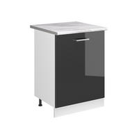 KUCHYNSKÁ SPODNÁ SKRINKA R-Line, Antracit vysoký lesk/biely, 60 cm s 1 dverami Marmori työtaso - biela/antracitová, kompozitné drevo (60/81.6/60cm) - Vicco