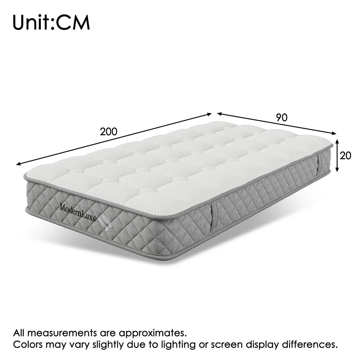 ČALÚNENÁ posteľ z ľanu 90x200 cm béžová s vysokým čelom, LED osvetlením, USB/Type-C a úložným priestorom - béžová, textil (90/200cm) - Modfu