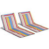 STRANDMATTE, 2er Set Faltbare Strandliege mit Kopfkissen, Tragetasche Mehrfarbig - Multicolor, Metall (53/45/124cm) - Outsunny
