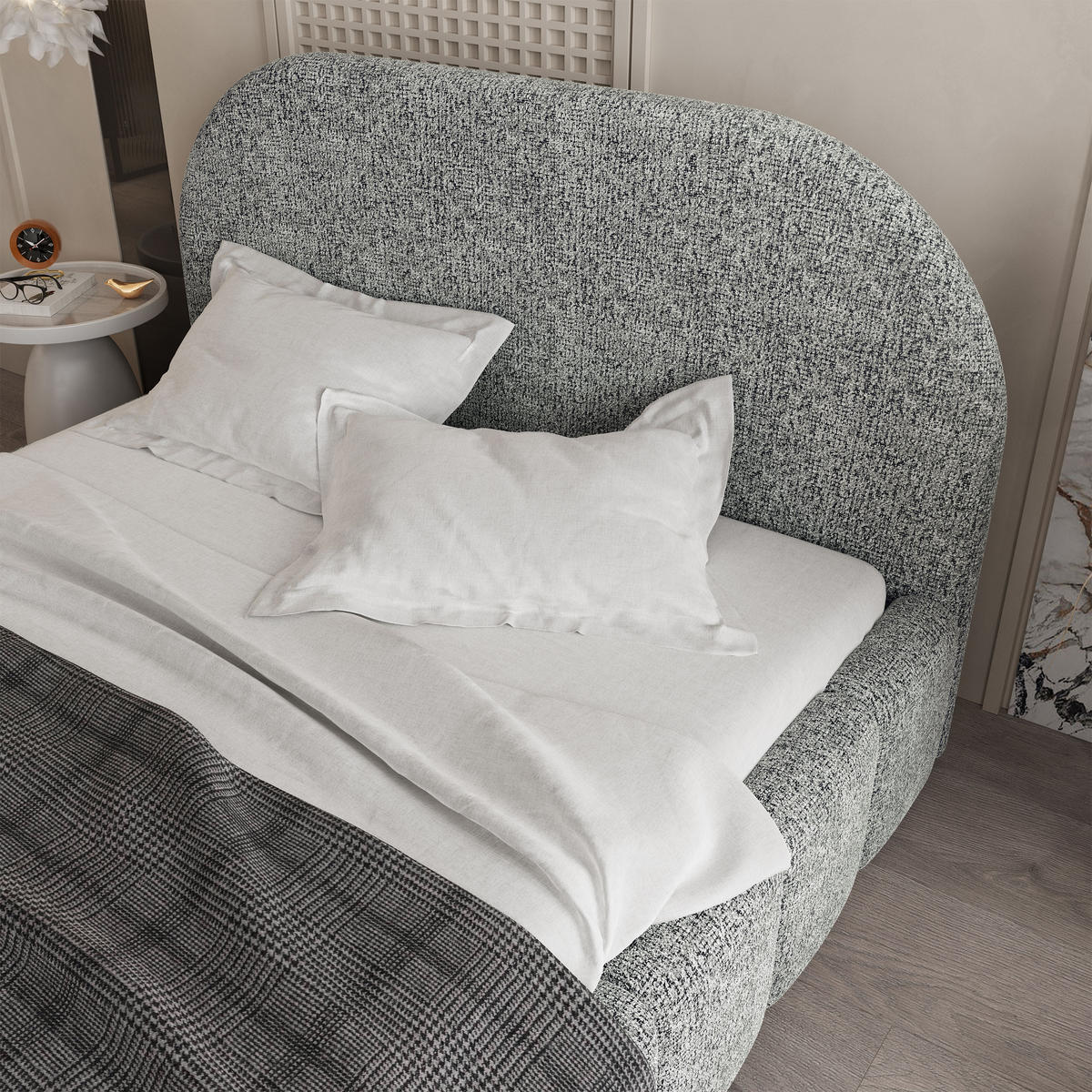 POLSTERBETT FLUSSO 200x200 cm mit Bettkästen - Hellgrau - Hellgrau, Holz (200/200cm) - MASSENO