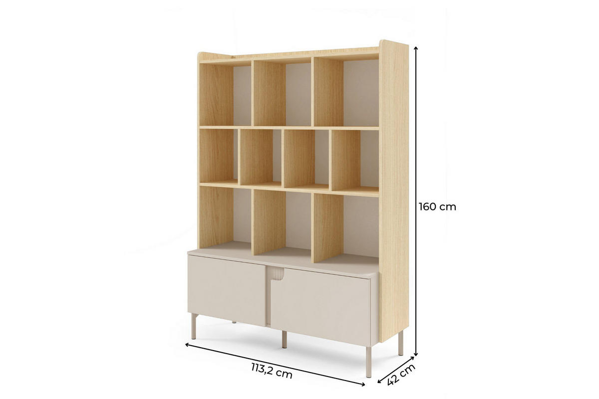 BÜCHERREGAL PAURO 05 113/160/42 cm in Eiche Mavelie / Macadamia - Eichefarben/Beige, Holzwerkstoff (113/160/42cm) - Deine Möbel 24