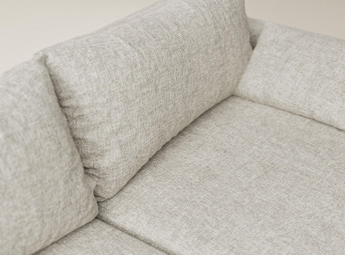 ECKSOFA MIT SCHLAFFUNKTION Leon Beige Chenille-Stoff - Beige/Schwarz, Holz/Holzwerkstoff (148/239cm) - Maison de Reve