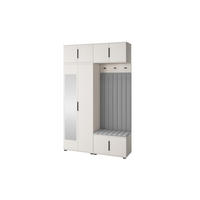 GARDEROBE Napoli version 11 mit Spiegel, mit POLSTERPANEELEN GRAU - Beige/Grau, Holzwerkstoff (140/225/40cm) - Jerpax