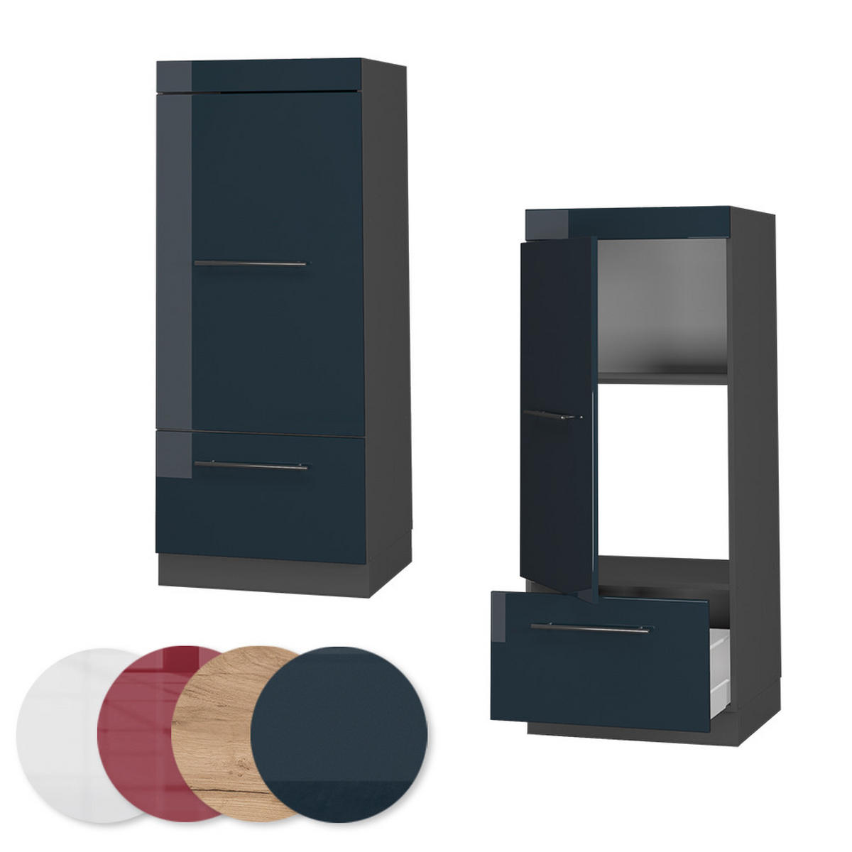 MIKROWELLENSCHRANK Fame-Line Dunkelblau Hochglanz 60 cm - Anthrazit/Dunkelblau, Holzwerkstoff (60/153.6/58.1cm) - Vicco