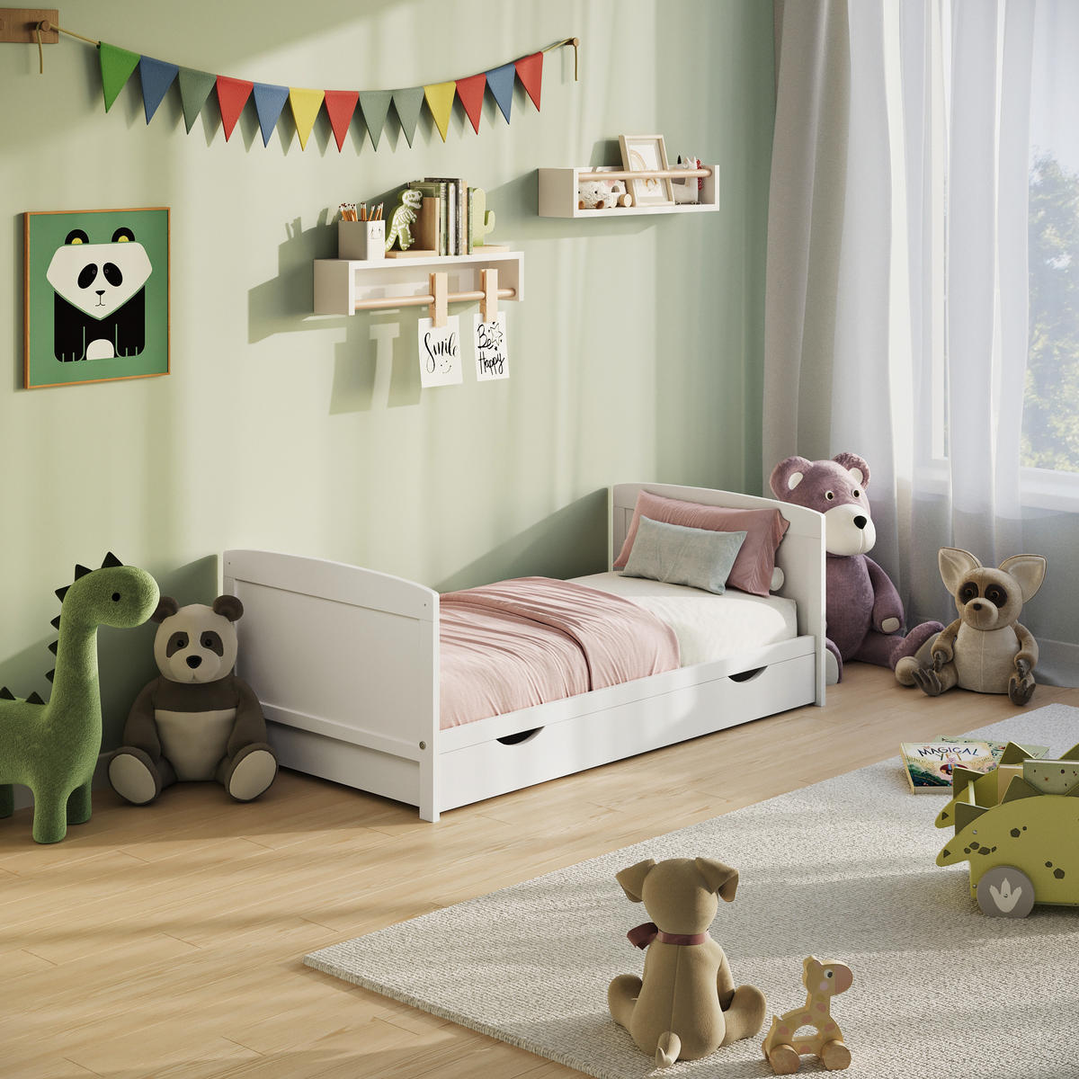 BABYBETT 60x120 mit Matratze und Schublade Weiß​ - Weiß, Holz (60/120cm) - Home Collective