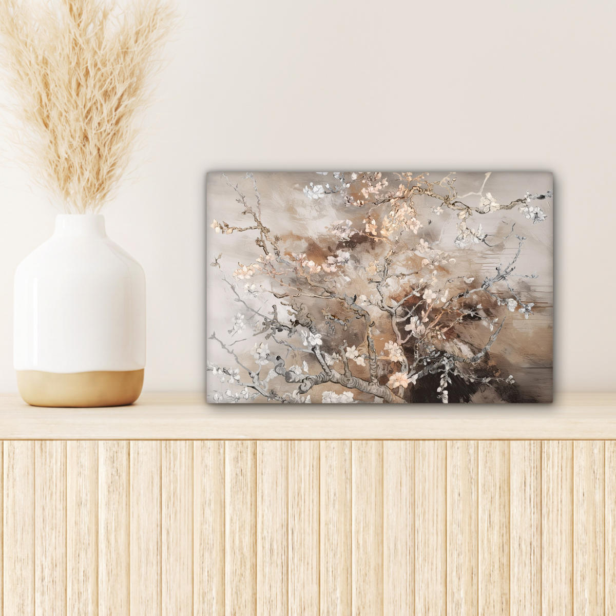 LEINWANDBILD Mandelblüte - Kunst - Van Gogh - Beige - Abstrakt 30x20 cm - Braun, Textil (30/20cm) - MuchoWow