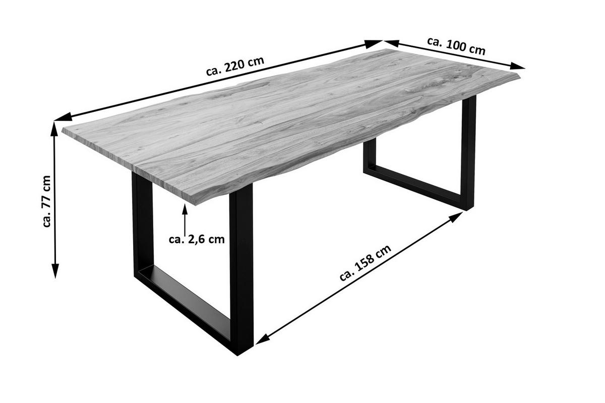 ESSTISCH MAILAND - Beige/Schwarz, Holz/Metall (100/220/77cm) - SAM