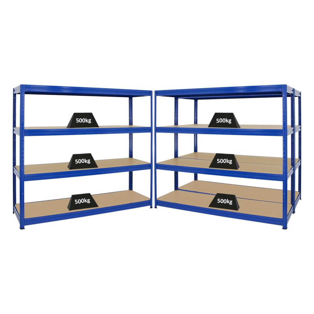 SCHWERLASTREGAL Dino 3er-Set mit 3x 180x180x60 cm Fachlast 500 kg Blau - Blau, Metall (540/180/60cm) - PROREGAL